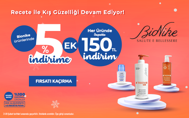 <a href="https://www.recete.com/bionike">Bionike Markalı Ürünlerde 150 TL İndirim!</a>