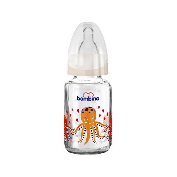 Bambino Cam Biberon 125ml 0+ Ay - Krem - Ahtapot - 1