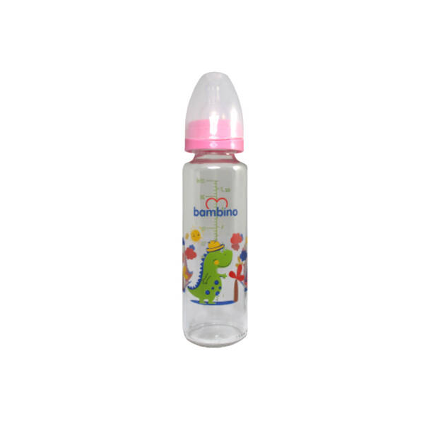 Bambino Cam Biberon 225ml 0+ Ay - Pembe - Dinazor Desenli - 1