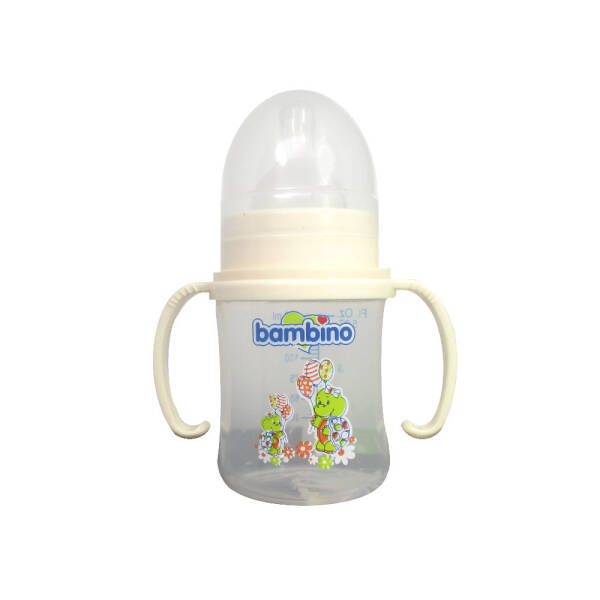 Bambino Kulplu PP Biberon 0 Ay Yavaş Akış 150ml 0+ Ay - Krem - Kaplumbağa - 1