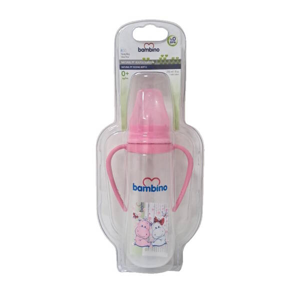 Bambino Natural PP Biberon 250ml 0+ Ay - Pembe - Hipopatam - 1