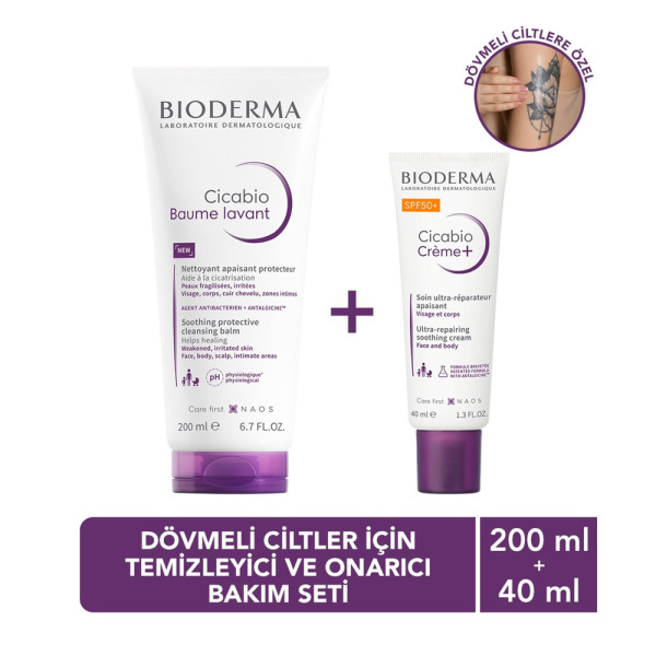 Bioderma Cicabio Dövmeli Ciltler İçin Temizleyici ve Onarıcı Bakım Kiti - 2