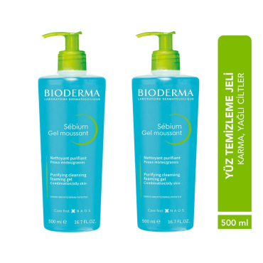 Bioderma Sebium Foaming Gel Cilt Temizleme Jeli 500ml İkiz Set - 2