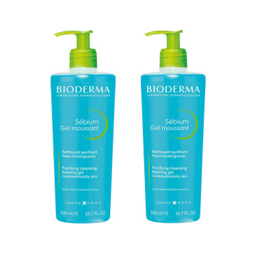 Bioderma Sebium Foaming Gel Cilt Temizleme Jeli 500ml İkiz Set - 1