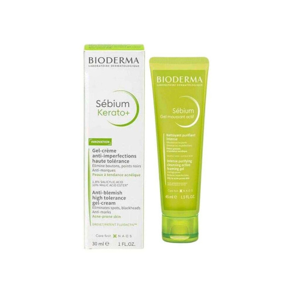 Bioderma Sebium Kerato+ 30ml & Sebium Active Gel 45ml Set - 1