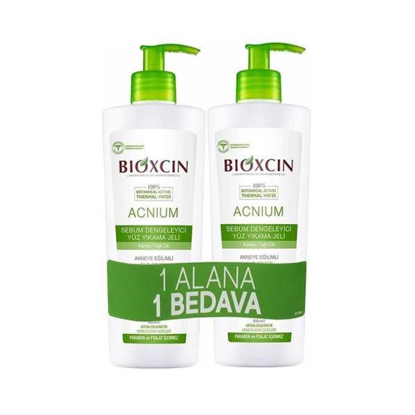 Bioxcin Acnium Sebium Dengeleyici Yüz Yıkama Jeli 2x500ml - 1