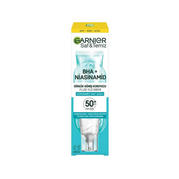 Garnier Saf ve Temiz BHA+Niacinamide Günlük Güneş Koruyucu Fluid Yüz Kremi SPF50+ 40ml - 1