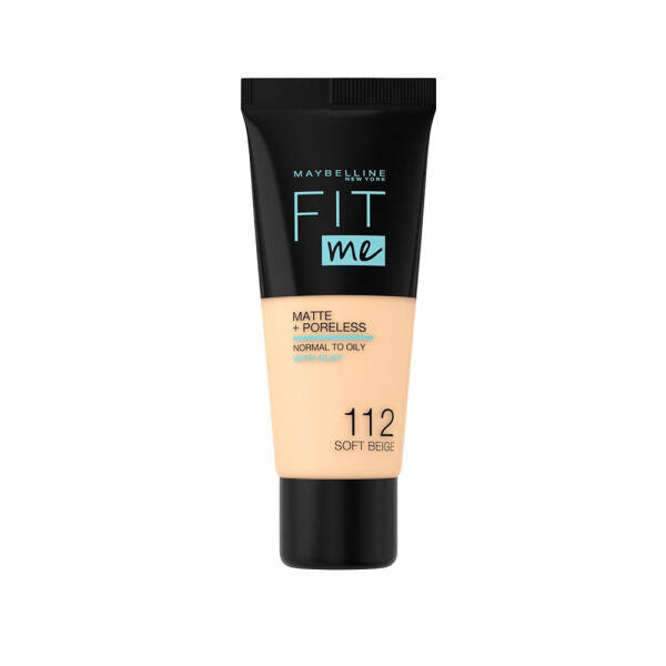 Maybelline Fit Me Matte +Poreless Normal To Oily With Clay Foundation 30ml No:112 Soft Beige - 1