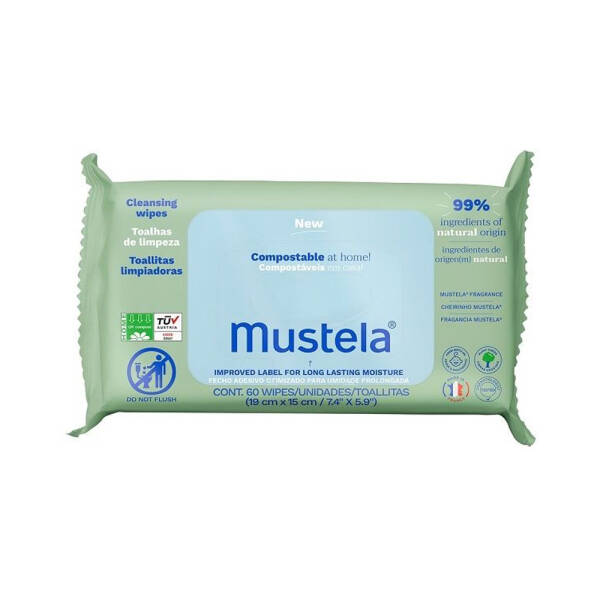 Mustela Kompostlanabilir Temizleme Mendili 60 Adet - 1