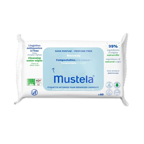 Mustela Parfümsüz Kompostlanabilir Temizleme Mendili 60 Adet - 1