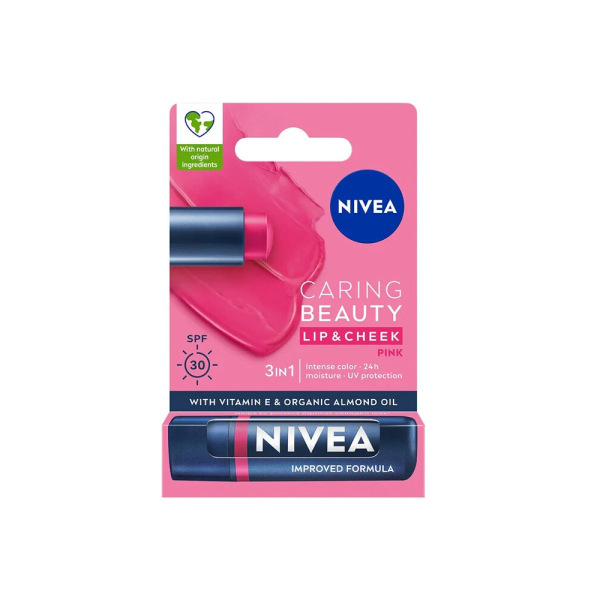 Nivea Caring Beauty Renkli Dudak Bakım Kremi ve Yanak Balmı Pembe SPF30 4.8g - 1