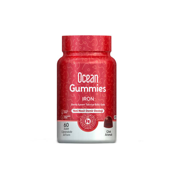 Ocean Gummies Iron 60 Çiğnenebilir Jel Form Çilek Aromalı - 1