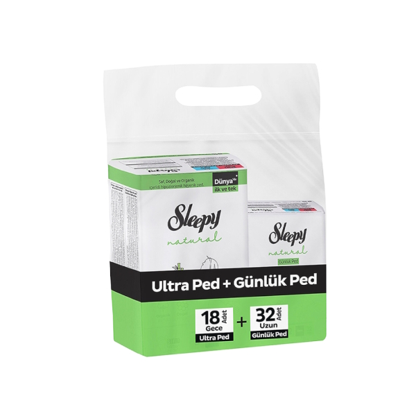 Sleepy Natural Ultra Ped Gece 18 Adet + Günlük Ped Uzun 32 Adet Avantaj Paketi - 1