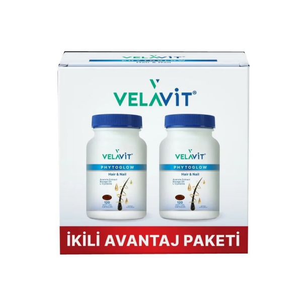 Velavit Phytoglow Hair & Nail 120 + 120 Kapsül Set - 1